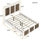 Farmhouse Wooden Platform Queen Size Bed, Modern Platform Bed with Wooden Strip Decoration, Plywood WF530906AAK