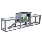 Large 2-Story Outdoor Rabbit Hutch, Bunny House with Dual Runs, Resting Room, PC Sun Roof, Pull-Out W2181P356097