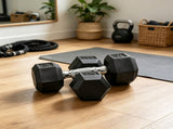 2 X 15lbs Hex Dumbbell Set for Home Gym Workout Rubber Weights with Non-Slip Handles Anti-Roll 92492418