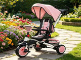 Pink 6-in-1 Convertible Kids Tricycle 1-5Y Stroller Trike with Adjustable Push Handle, Removable 02308222