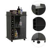Dukat Bar Cart,Two Shelves, Six Built-in Wine Rack, Four Casters -Espresso B20091847