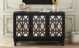 U-Can Modern Mirrored TV Stand for TV up to 55 Inches, Entertainment Center Solid Wood Legs, Metal N724P198519B