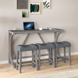 Bar Table Set with Power Outlet, Bar Table and Chairs Set, 4 Piece Dining Table Set, Industrial W1781P145876