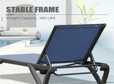Outdoor Lounge Chair, 2 Pieces Aluminum Plastic Patio Chaise Lounge with 5 Position Adjustable W2369P470775