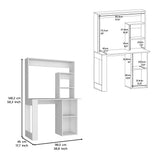 Writing Computer Desk with Storage Shelves and Hutch, White B097132999