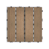 Patio Floor Tiles Pack of 11 WPC Wood-Plastic Composite Patio Deck Tiles DIY Interlocking Decking W206P201283