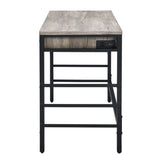 Light Weathered Oak and Black Writing Desk with 2 Drawers B062P184545