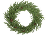 24 inch Christmas Wreath, Artificial Norfolk Pine Wreath with Pine Cones and 88 Realistic 14308843