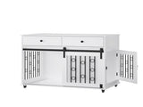 39.37'' Modern Wooden Dog Crate Furniture with Double Drawers and Sliding Barn Door, Decorative Pet W808P346018
