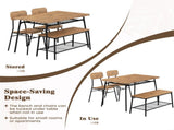 BrownBlack 4-Piece Dining Table Set with Bench & 2 Chairs, Space-Saving Tuck-under Design 57094124