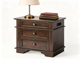 () Vintage-Style 3-Drawer Nightstand with Power Outlet 24*16.14*26.38in P2 MDF 26434829