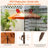 4 Pieces Folding Kids Table and Chair Set with Height Adjustable Sun Umbrella - Brown 18420047