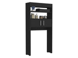 63H" Over The Toilet Cabinet, Two Shelves, Double Door, Black B097132905
