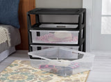 (2 pack) Wide 3 Drawer Tower, Plastic Storage Organizer with Removable Clear Bins, Easy to Assemble 34033619