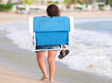 56*60*63cm Load-Bearing 100kg Blue Oxford Cloth White Iron Frame Beach Chair 70107311