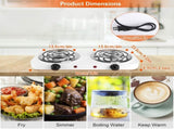 Double Burner Electric Hot Plate, 2000W Fast Heating with 5 Temperature Levels, Portable Stainless 24255018