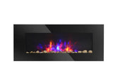 Black 28.5" Wall-Mounted Electric Fireplace, 1450W with Realistic Flame Effect & 7-Color Ambient 84832048