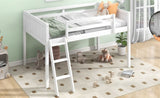 ZNTS Twin Size Wood Low Loft Bed with Ladder, ladder can be placed on the left or right, White WF313084AAK