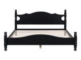 Full Size Wood Platform Bed Frame,Retro Style Platform Bed with Wooden Slat Support,Black WF310129AAB