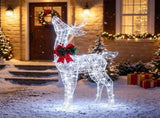 Pre-Lit Christmas Reindeer Decoration with 50 Cold White LED Lights, IP44 Waterproof Metal Frame, 39250855