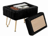 Square Ottoman with Table Top, Comfortable Footrest With Storage, Vanity Stool Suitable for Living 03304328