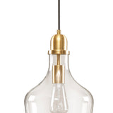 Bell Shaped Hanging Glass Pendant Light Gold/Clear Dia.9" B03597663