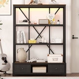 3-Shelf Metal with Drawers for Home Office, Open, Vintage Industrial Style W1580P251086