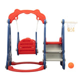 ZNTS 3 In 1 Slide and Swing Set with Basketball Hoop for 1-8 Years Old Children Indoor and Outdoor, Red & W2181139445