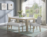 1pc Contemporary Upholstered Dining Bench Beige Gray Finish Dining Room Living Room Wooden Furniture B011P198368