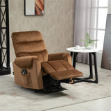 ZNTS Brown Velvet Recliner Chair,Power Lift Chair with Vibration Massage, Remote Control 50283398