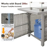 K&K 43" Propane Gas Fire Pit Table, 60000 BTU Rectangular Open Weave Wicker Fire Pit with Glass Wind N707P210158G