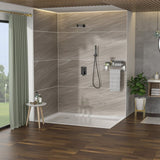 Dual Shower Head - 12 Inch Wall Mounted Square Shower System with Rough-in Valve,Matte black W124357630