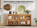 Natural PE Rattan Large Buffet Sideboard , 4-Door Design with Removable Adjustable Shelves 82926785