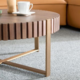 Modern Handcraft Drum Coffee Table 31.5 inch Round Coffee Table for Living Room,Small Coffee Table W2582P167673