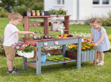 Kids Wooden Mud Kitchen Outdoor Play Set with Running Water Faucet, 15 Pcs Accessories Fir Wood 84711528