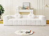 84.6-inch Modern Boneless Couch with Two Circular throw pillows,Skin-friendly lychee-textured W834P366230