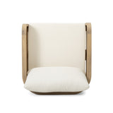 Outdoor Acacia Wood Patio Club Chair, Textilene Patio Furniture,Waterproof Thick Cushion Deep WF532233BGE