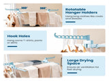 Blue 4-Tier Foldable Clothes Drying Rack with Wheels, Heavy Duty Metal Laundry Hanger Stand for 04800812