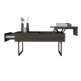 Lift Top Coffee Table, One Drawer, Two Legs, Carbon Espresso / Onyx B097133192
