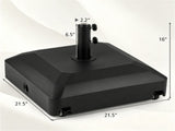 Black Fillable Umbrella Base Wheels & Brakes, HeavyDuty Water/Sand Filled Patio Umbrella Stand 91599856