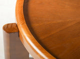 33.46" Round Coffee Table with Sunburst Wood Grain Top, Solid Wood Tray Frame & Cylindrical Legs, W3158P536534