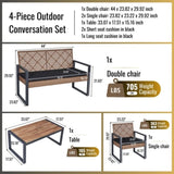 ZNTS 4-Piece Patio Furniture Set Outdoor Balcony Porch Garden Backyard Lawn Furniture Acacia Wood Table W2391P149818