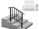 Matte Black Outdoor 2-Step Iron Handrail 88454431