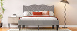Full Size Modern Platform Bed Frame with Upholstered Headboard & Wooden Slats - No Box Spring W2889P272589