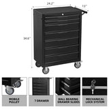 7-Drawering Tool Chest Cabinet, Large Capacity Metal Tool Box with Wheels and Cylinder Locking, W3037P242000