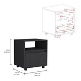 Austin Nightstand , End Table, Side Table Casters, Single Drawer-Black B20092130