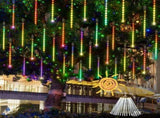 Multi color meteor shower outdoor solar powered icicle snowflake falling rain string 78470024