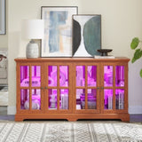 LED Curio Display Cabinet Antique Display Cabinet with Glass Doors Adjustable Shelves for W2275P292661