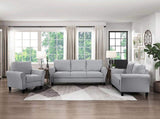 Modern 1pc Loveseat Dark Gray Textured Fabric Upholstered Rounded Arms Attached Cushions B01156448