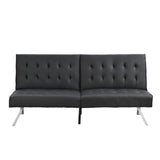 WOOD FRAME, STAINLESS LEG, FUTON, SOFA BED BLACK PVC W2297P247530
